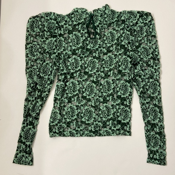Anthropology Dolan green Lacey holiday top shirt blouse sz XS NEW - Picture 4 of 5